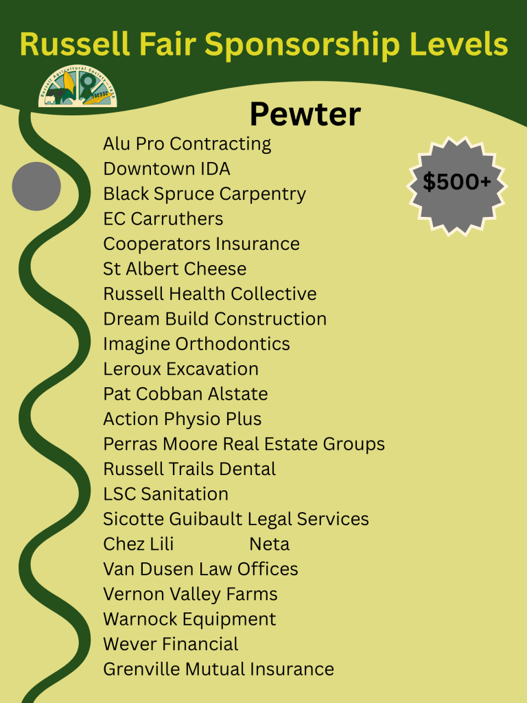 Russell Fair Sponsorship Levels Pewter